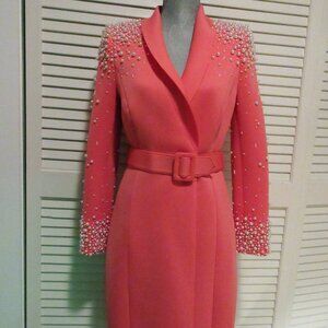 Badgley Mischka Pink Dress Pearls Belt